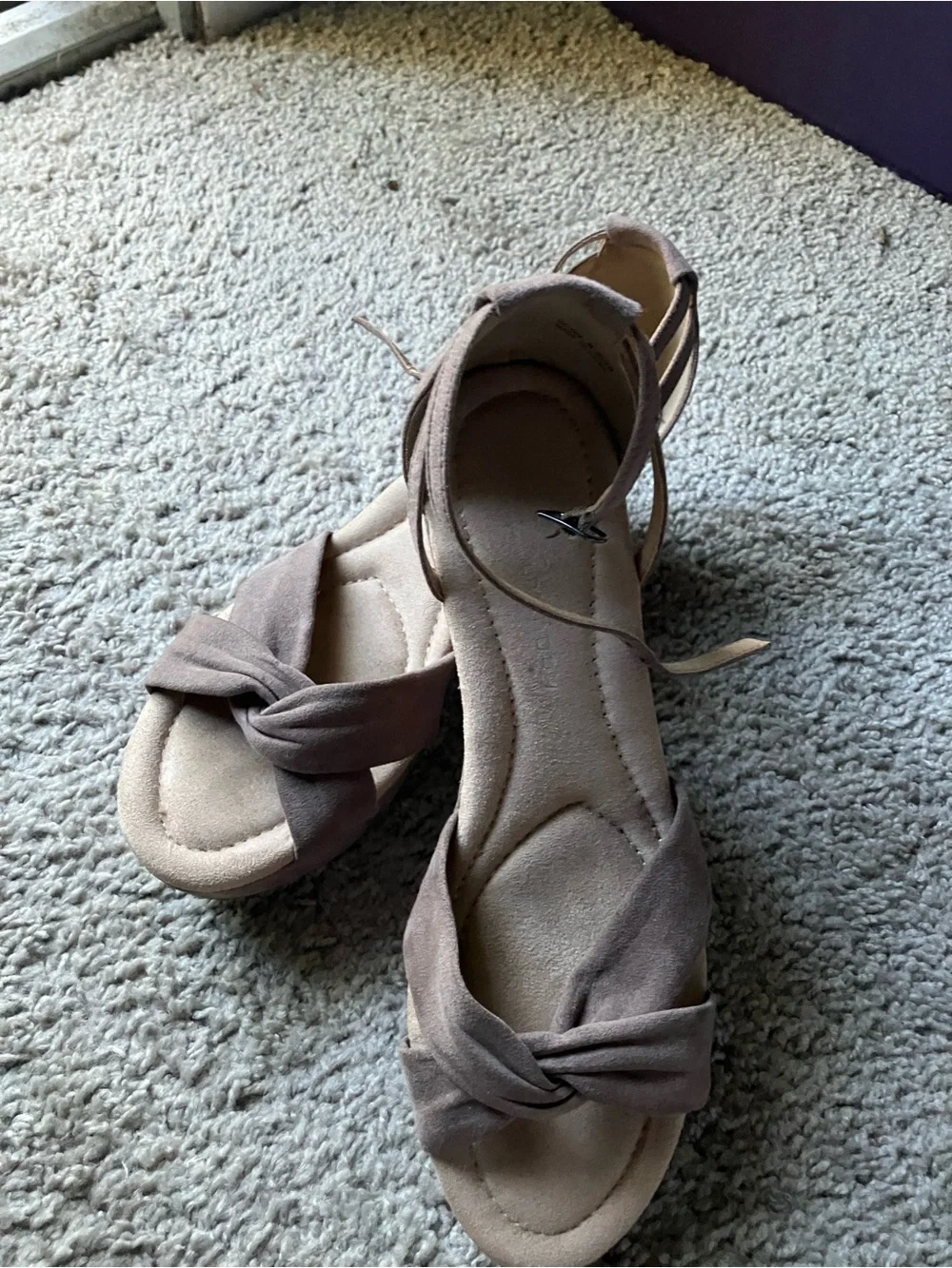 Chinese Laundry Taupe Knot-Front Ankle-Tie Wedges